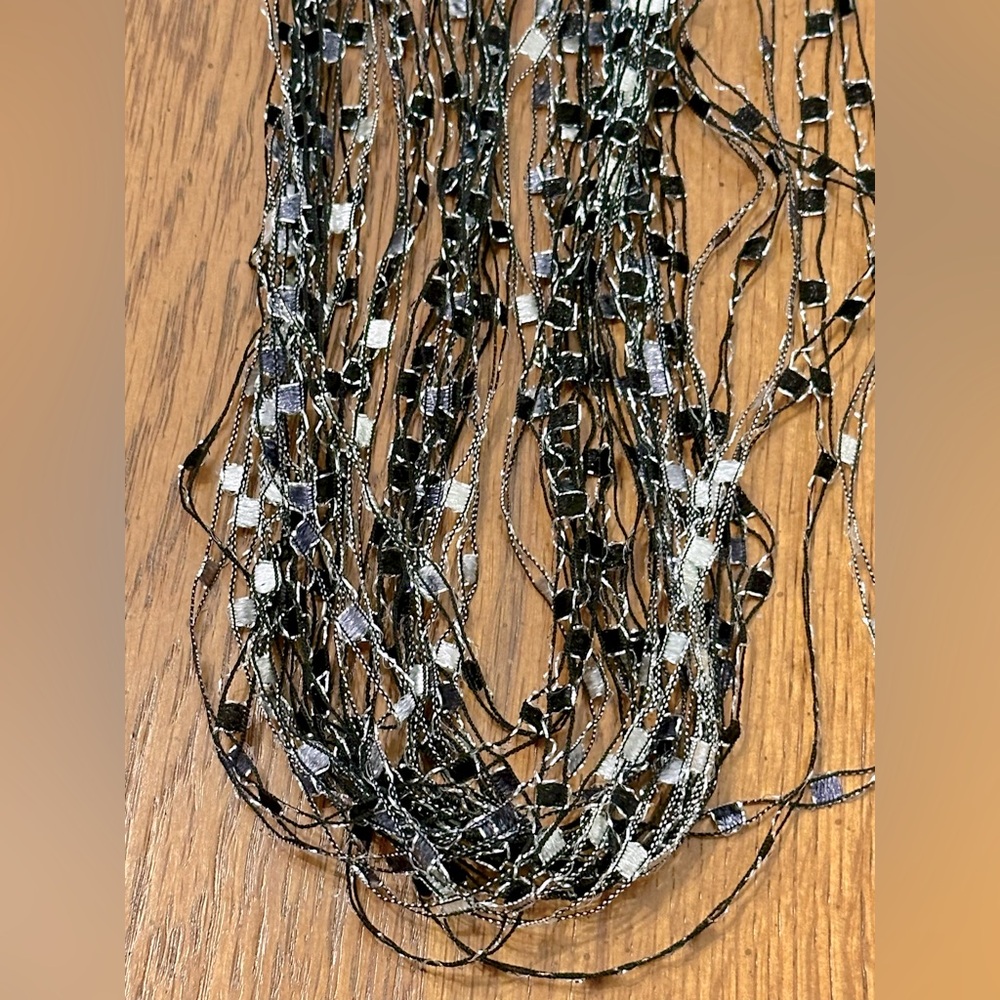 Black and silver scarf necklace